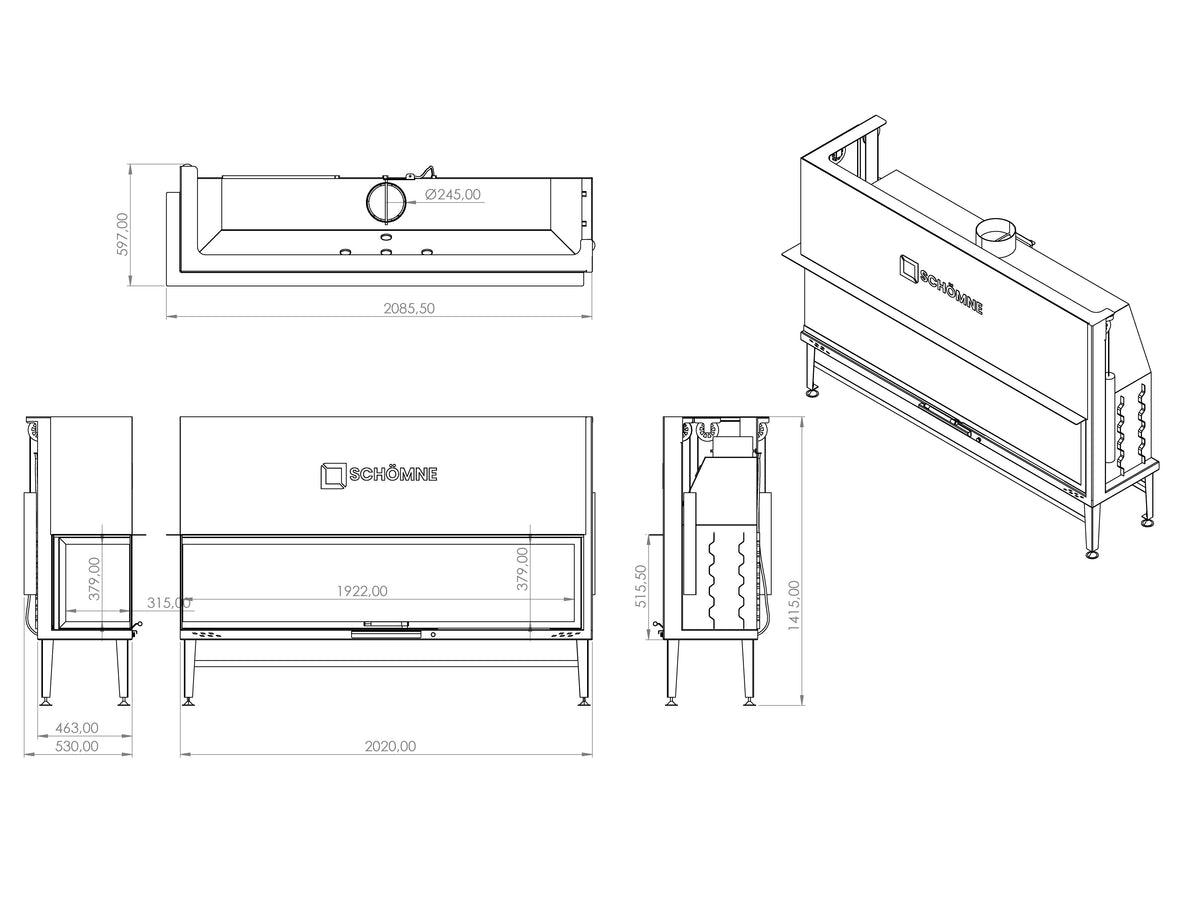 200 cm Sol Camlı Asansörlü Şömine Haznesi | Dodok Home