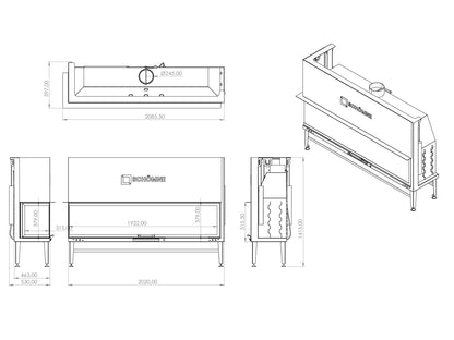 200 cm Sol Camlı Asansörlü Şömine Haznesi | Dodok Home