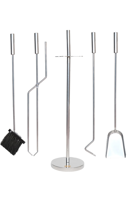 Dodok Home 5 Li Lüx Ithal İnox Yuvarlak Tabanlı Şömine-Soba Maşa Takımı Aksesuar Set DH-SS044