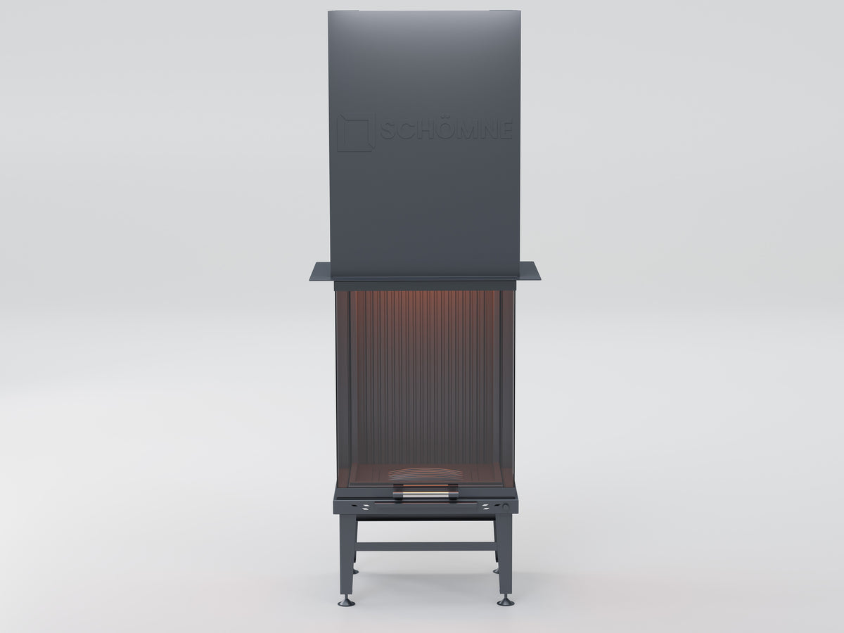 50X60X50X80 Küp Hazne Dik Üç Tarafı Camlı Asansörlü Şömine | Dodok Home