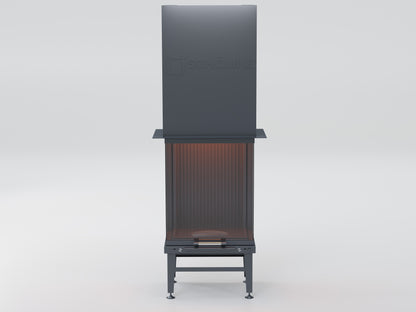 50X60X50X80 Küp Hazne Dik Üç Tarafı Camlı Asansörlü Şömine | Dodok Home