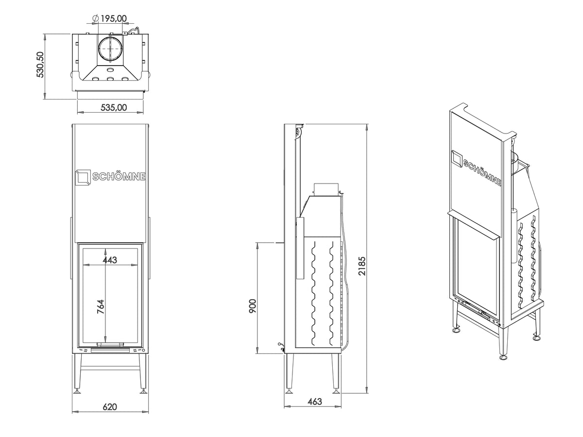 60X90 Küp Hazne Dik Düz Asansörlü Şömine | Dodok Home
