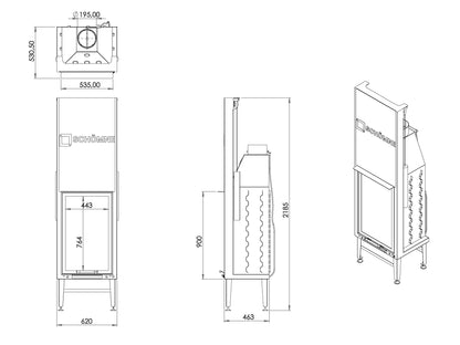 60X90 Küp Hazne Dik Düz Asansörlü Şömine | Dodok Home
