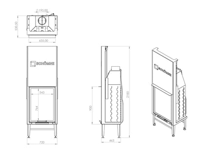 70X90 Küp Hazne Dik Düz Asansörlü Şömine | Dodok Home