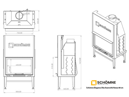 80 cm Düz Açık Asansörlü Şömine Haznesi | Dodok Home