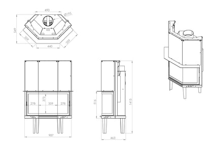80 cm Prizma Asansörlü Şömine Haznesi | Dodok Home