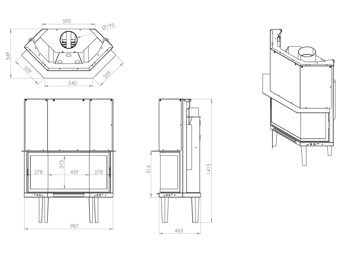 90 cm Prizma Asansörlü Şömine Haznesi | Dodok Home