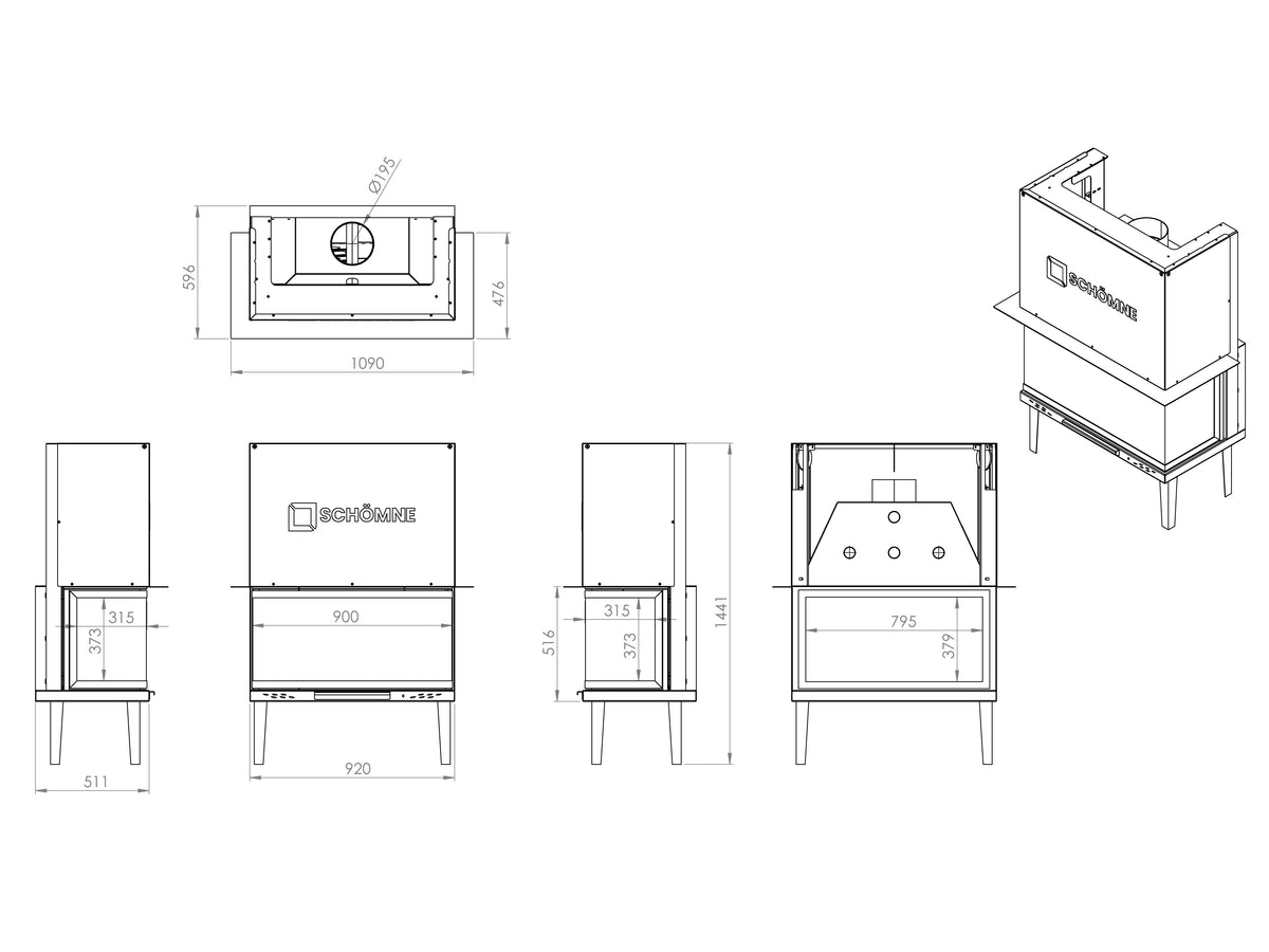 90 cm Üç Tarafı Camlı Tünel Asansörlü Şömine Haznesi | Dodok Home