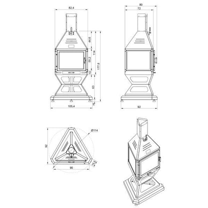 Dodok Hot Triangle V2 Orta Şömine Seramik Camlı