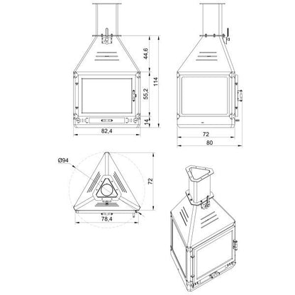 Dodok Hot Triangle V3 Asma Şömine Seramik Camlı