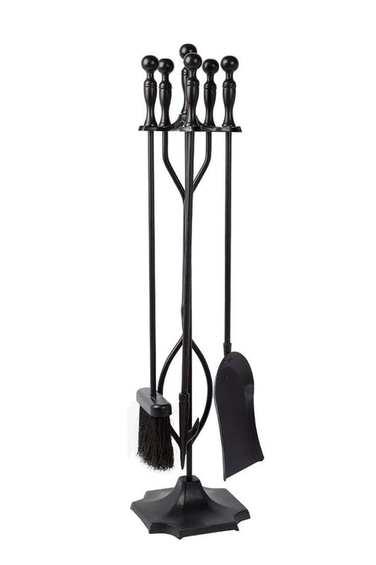 Dodok Home 5’li Lüks Siyah Topuz Başlıklı Şömine & Soba Maşa Takımı DH-005S