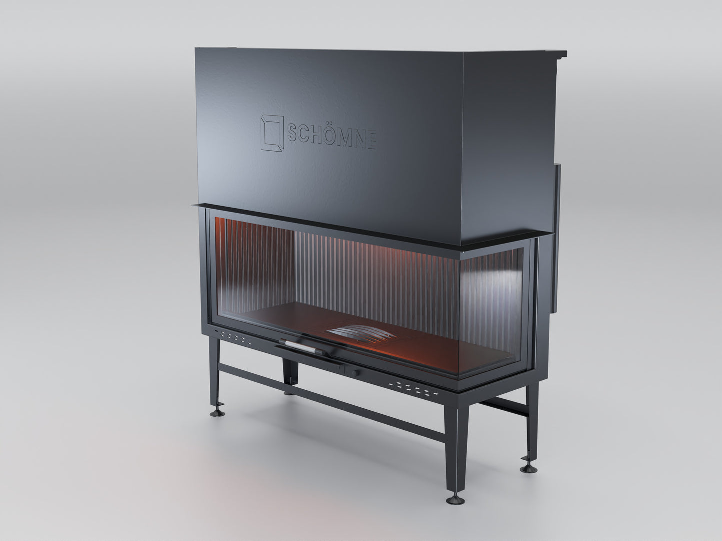130 cm Right Glass Elevated Fireplace Chamber 