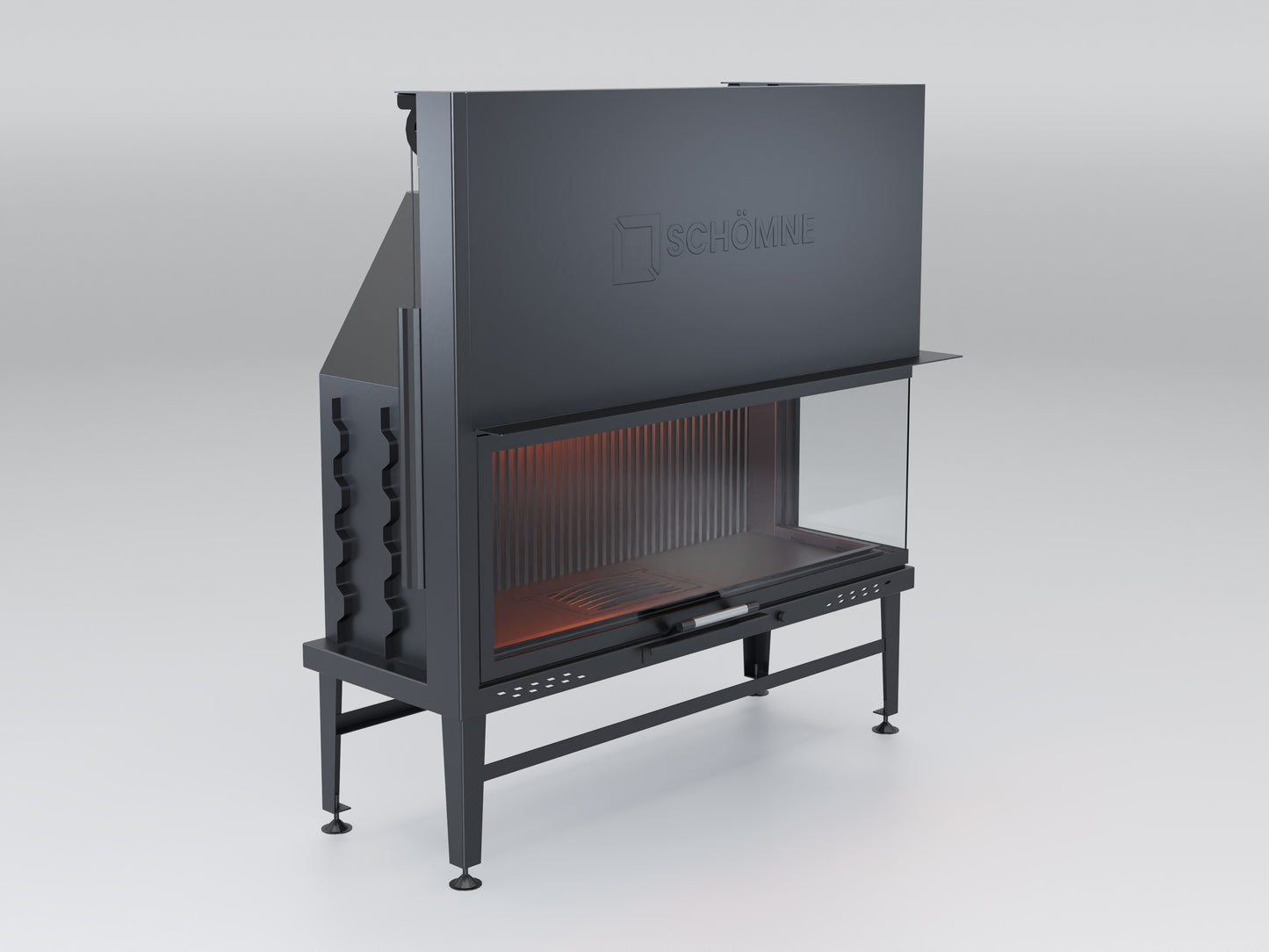 130 cm Right Glass Elevated Fireplace Chamber 