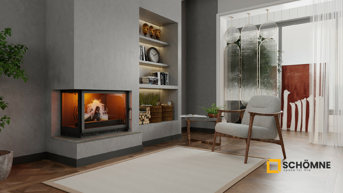Döküm Şömine Haznesi Klapeli Sol Camlı 80 cm | Dodok Home