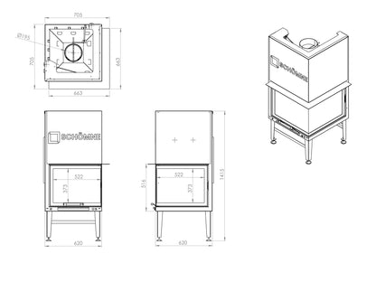 Eşkenar Hazne Asansörlü Şömine 60X60 | Dodok Home