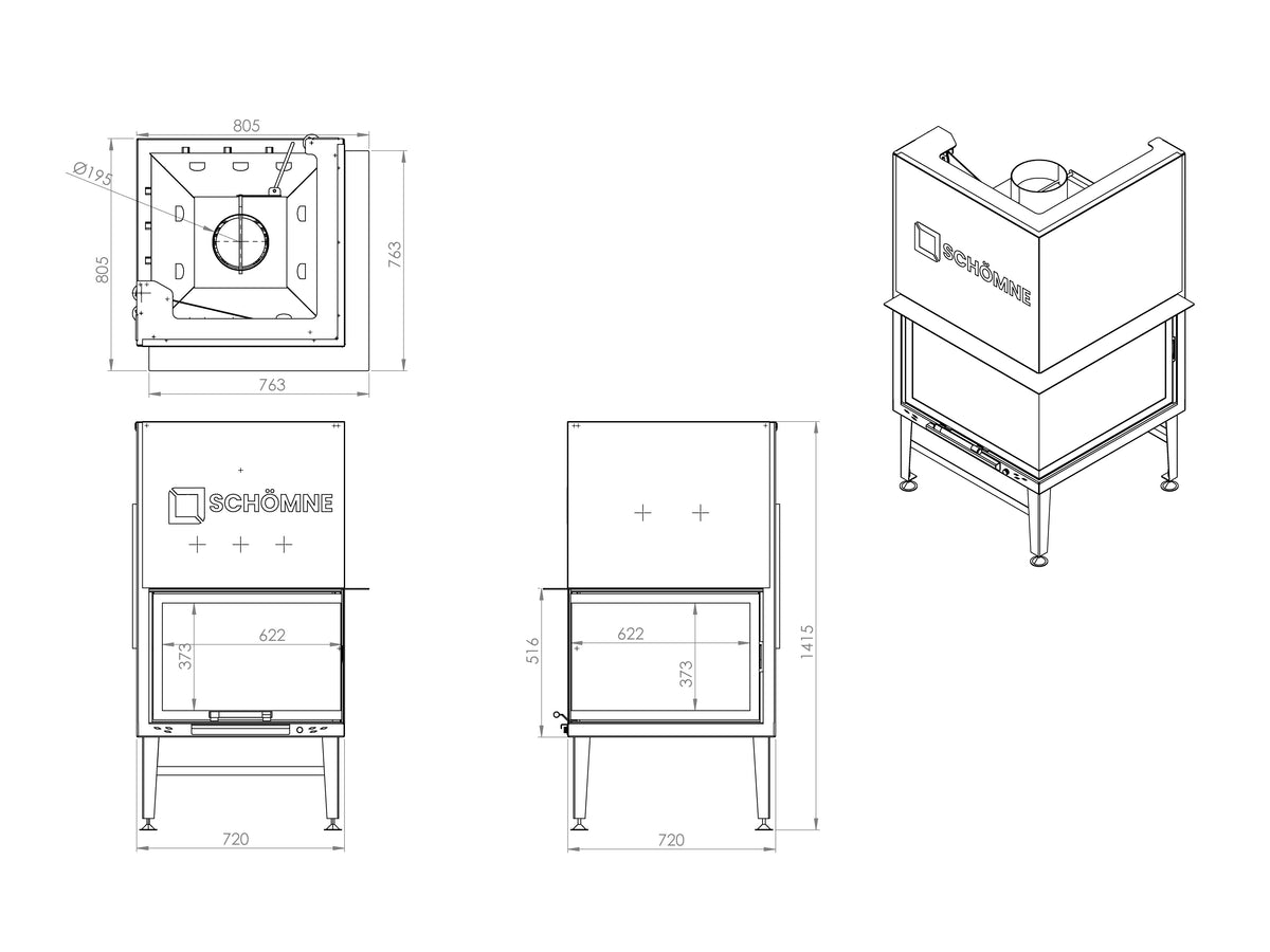 Eşkenar Hazne Asansörlü Şömine 70X70 | Dodok Home