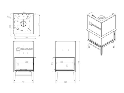 Eşkenar Hazne Asansörlü Şömine 70X70 | Dodok Home