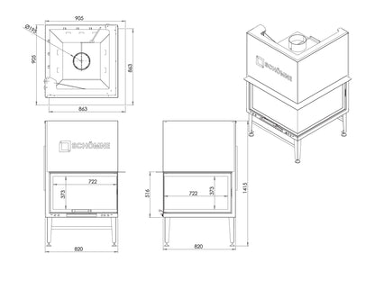 Eşkenar Hazne Asansörlü Şömine 80X80 | Dodok Home