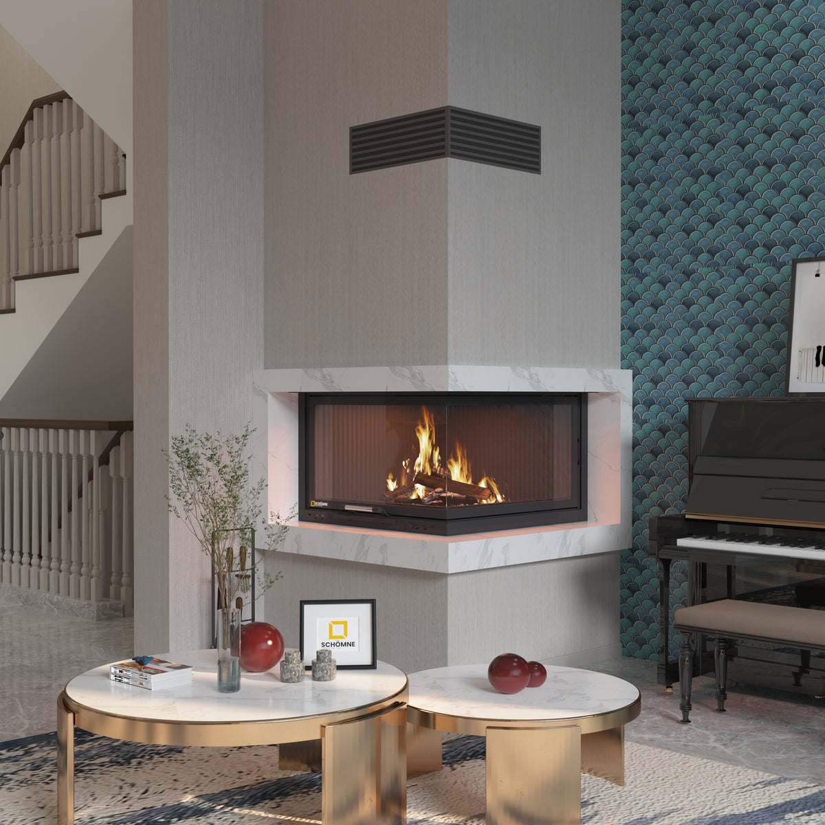 Eşkenar Hazne Asansörlü Şömine | Dodok Home