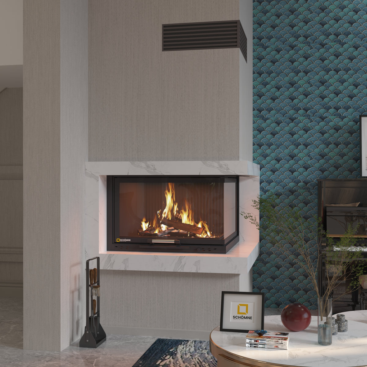 Eşkenar Hazne Asansörlü Şömine | Dodok Home