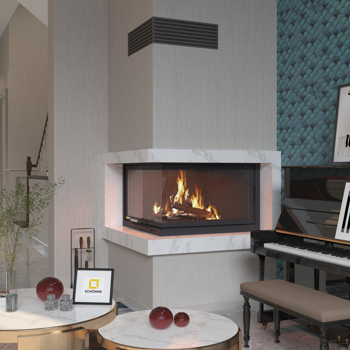 Eşkenar Hazne Asansörlü Şömine | Dodok Home