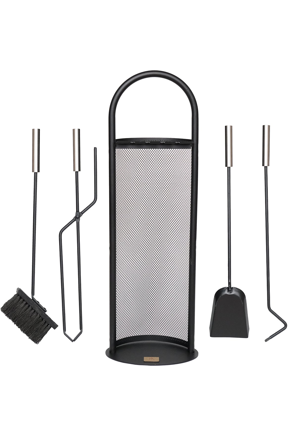 Dodok Home Gümüş Lüx Ithal Tel Standlı Şömine-Soba Maşa Takımı 5'Li Set DH-SS47