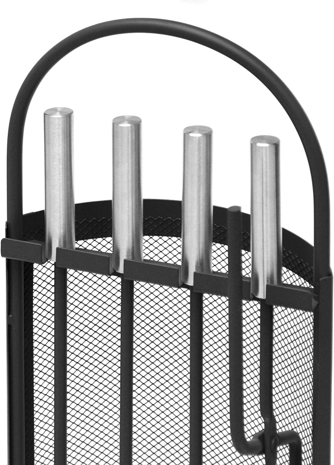 Dodok Home Gümüş Lüx Ithal Tel Standlı Şömine-Soba Maşa Takımı 5'Li Set DH-SS47