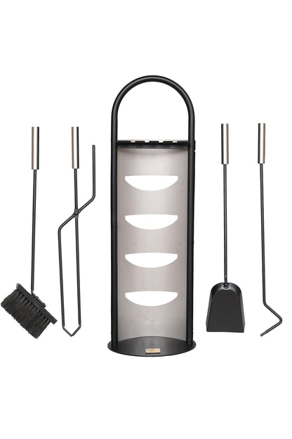 Dodok Home İnox Lüx Ithal Tel Standlı Şömine-Soba Maşa Takımı 5'Li Set DH-SS024