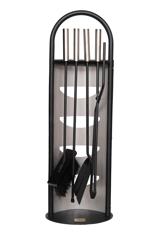 Dodok Home İnox Lüx Ithal Tel Standlı Şömine-Soba Maşa Takımı 5'Li Set DH-SS024