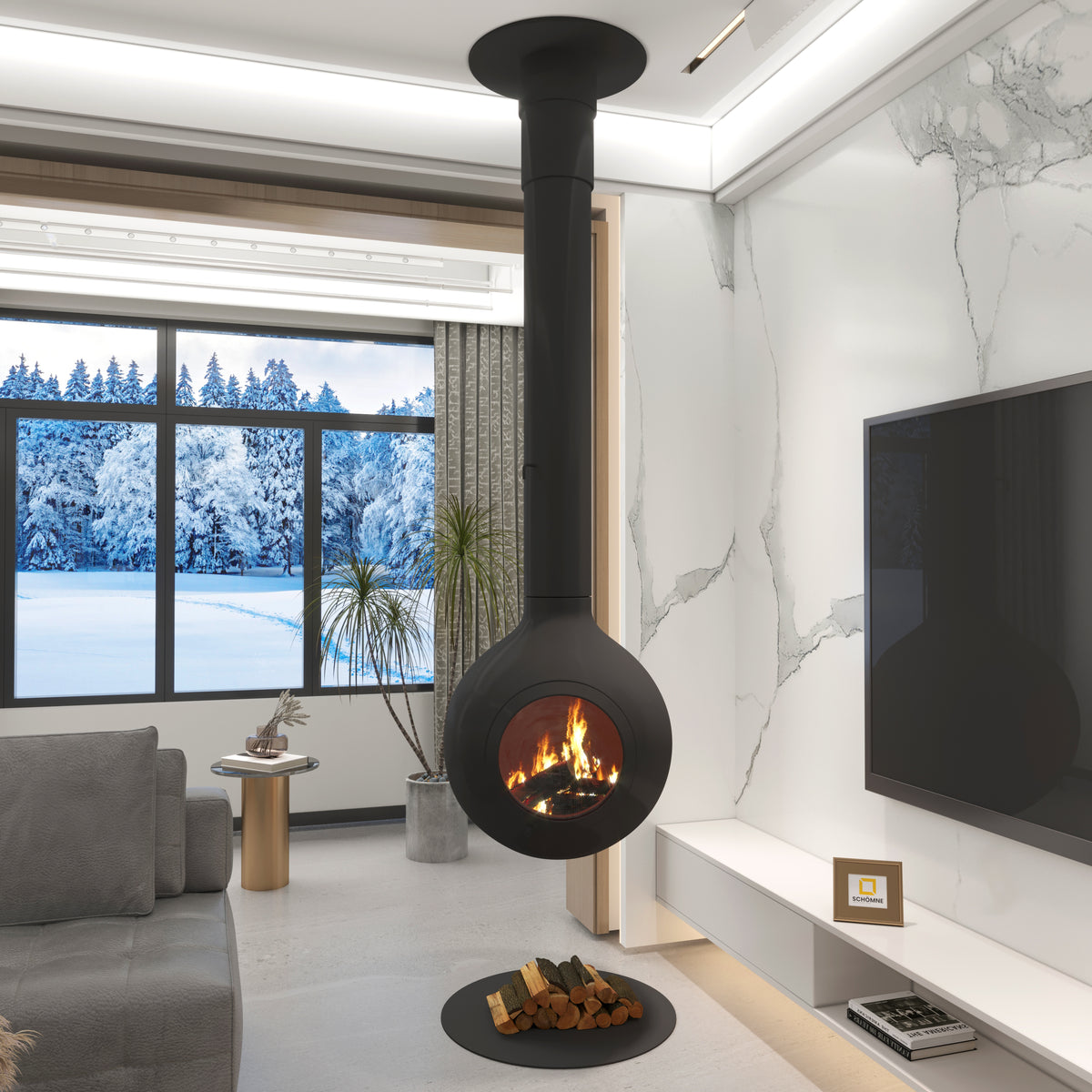 Küre Model Orta Şömine 60X60 | Dodok Home