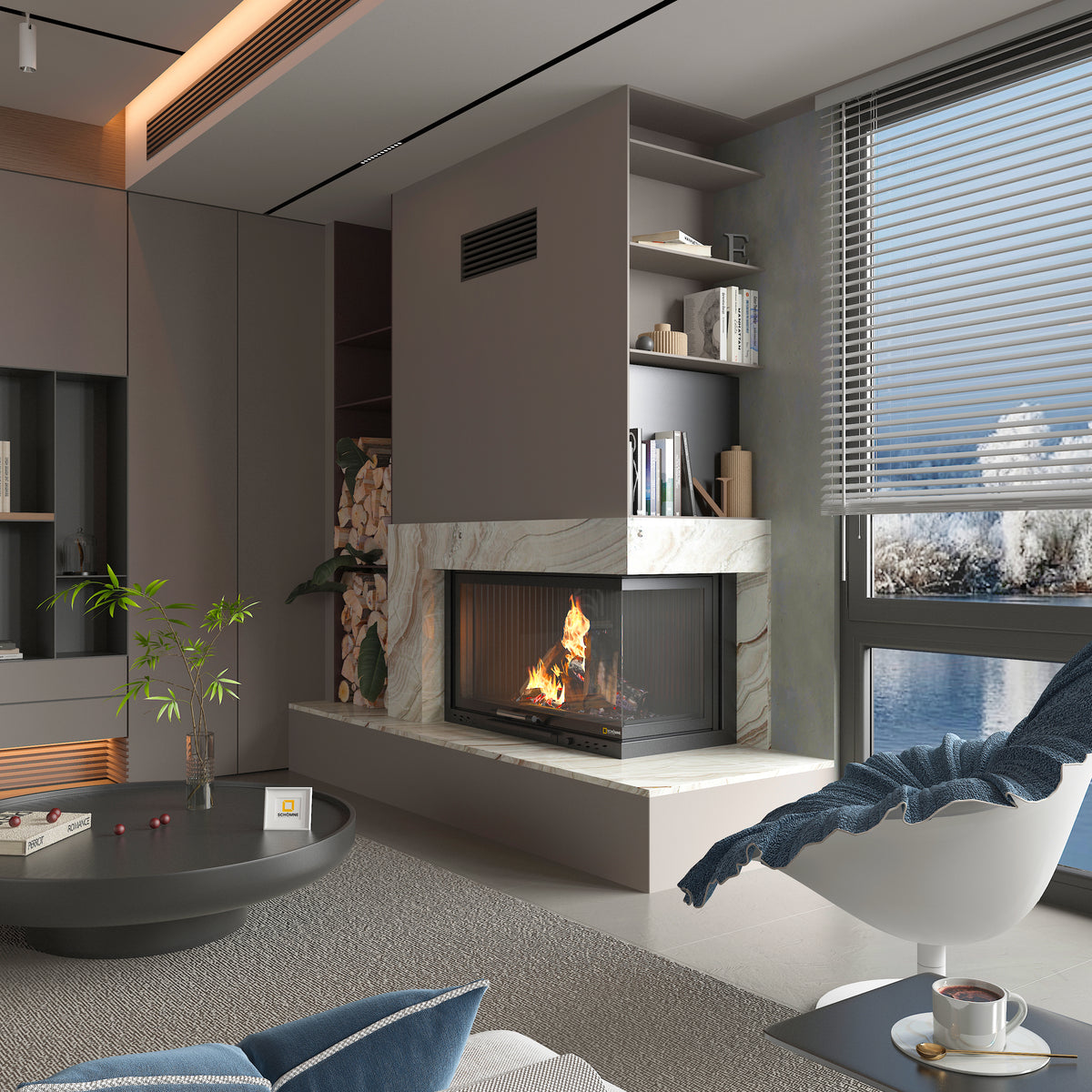 Sağ Camlı Asansörlü Şömine Haznesi | Dodok Home