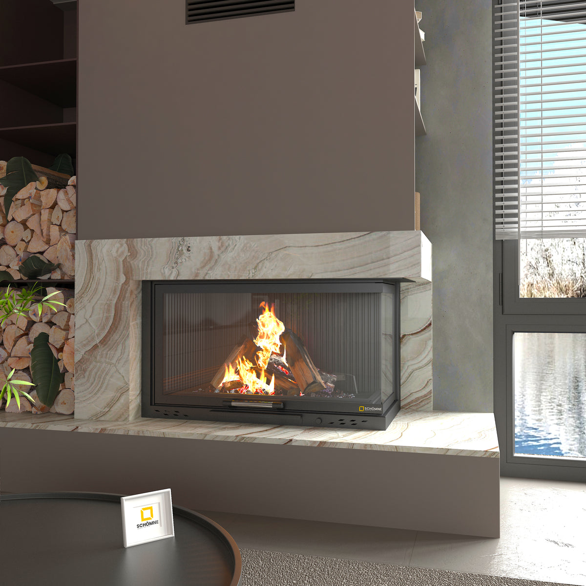 Sağ Camlı Asansörlü Şömine Haznesi | Dodok Home