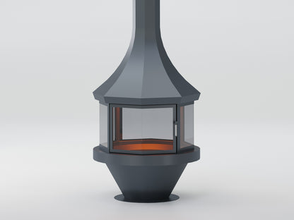 Sekizgen Model Orta Şömine 90X90 | Dodok Home