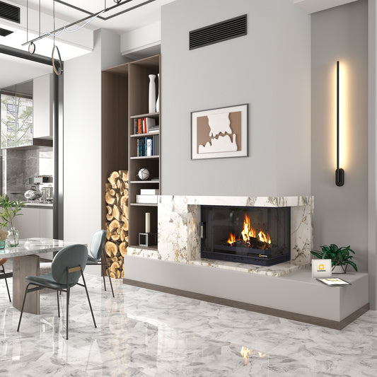 Siyah Camlı Klapeli Döküm Şömine Haznesi Sağ Camlı 70 cm | Dodok Home