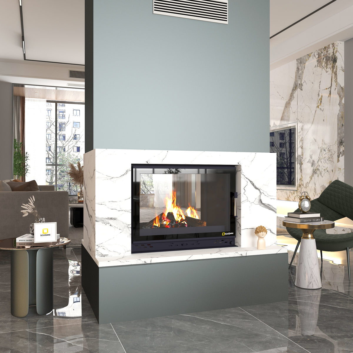 Siyah Camlı Klapeli Döküm Şömine Haznesi Tünel | Dodok Home