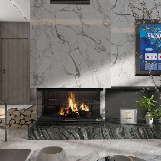 Üç Tarafı Camlı Asansörlü Şömine Haznesi | Dodok Home