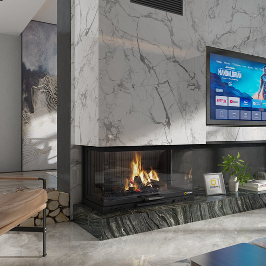 Üç Tarafı Camlı Asansörlü Şömine Haznesi | Dodok Home