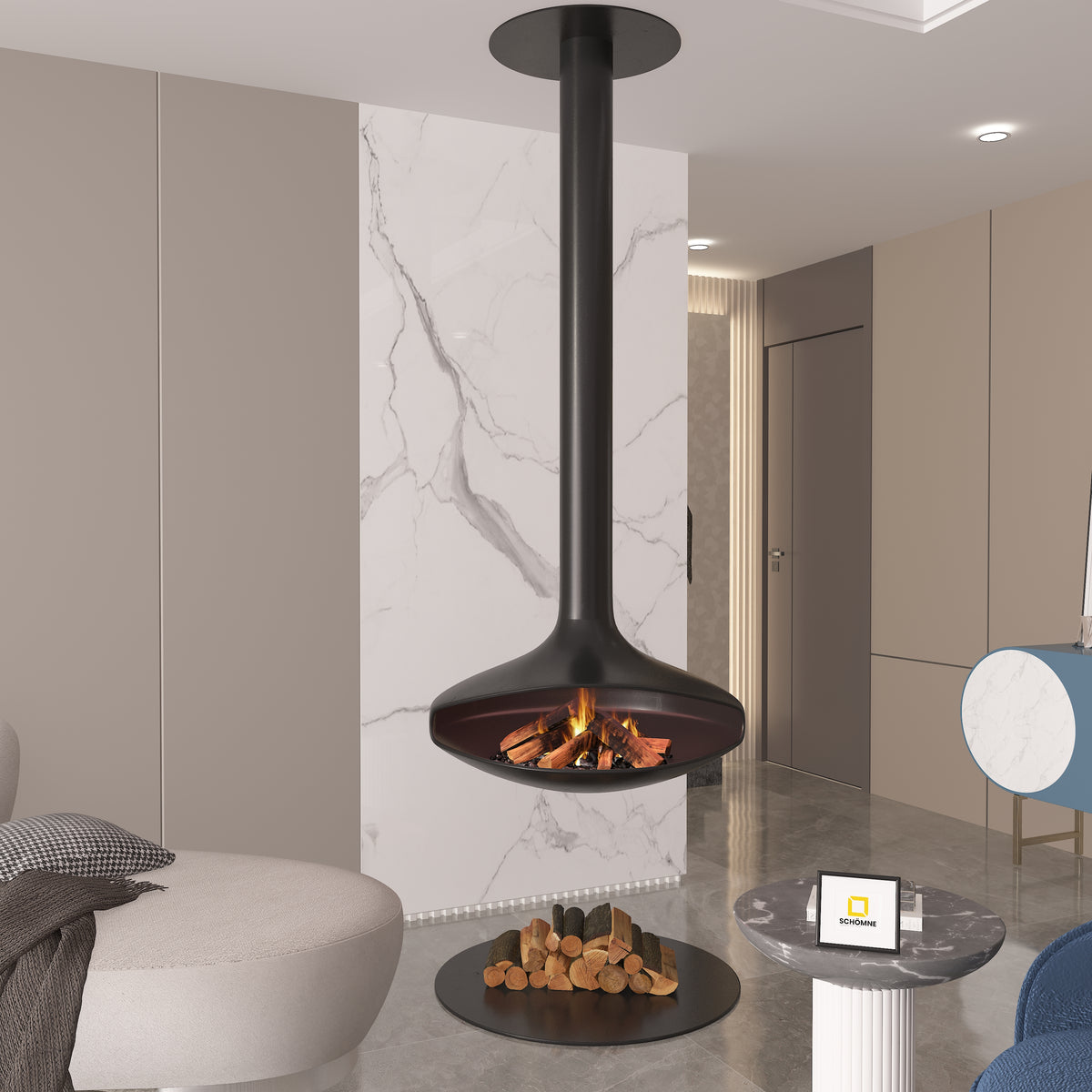 Ufo Model Orta Şömine 90X90 | Dodok Home